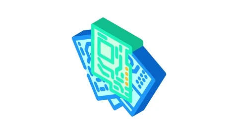 Circuit boards piles e waste pollution isometric icon animation Stock Footage 327275477