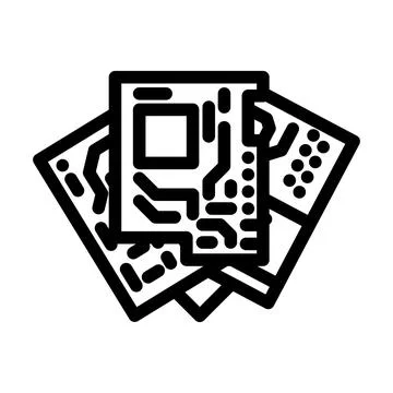 Circuit boards piles e waste pollution line icon vector illustration Illustration
