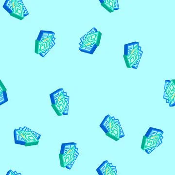 Circuit boards piles e waste pollution isometric icon seamless pattern Illustrazione stock
