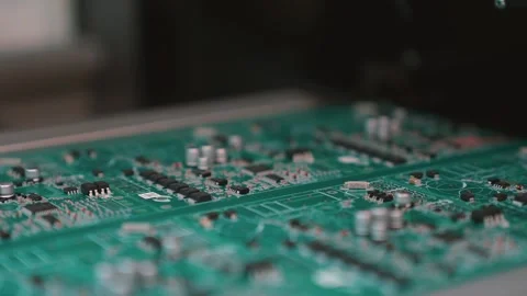 Circuit Boards in Slow Motion Showcasing Industrial Electronics Stock Footage 316574596