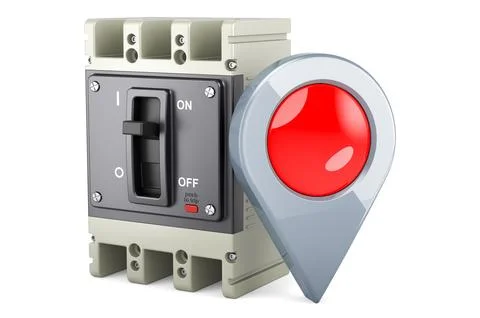 Circuit breaker with map pointer. 3D rendering Stock Illustration