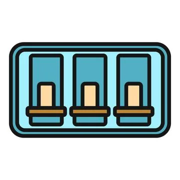 Circuit breaker switch panel flat icon design Stock Illustration