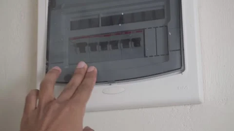 Circuit Breaker Switchboard lid closing Stock Footage 321406101