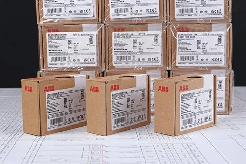 Circuit breakers from ABB to protect electrical loads Stock Photos