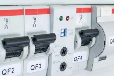 Circuit breakers, differential Automatic switch, the light-sensitive sensor. Stock Photos