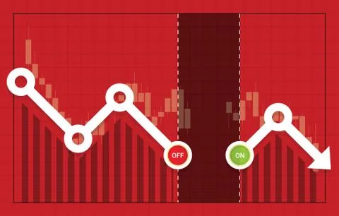 Circuit breakers function concept, stop trading to prevent stock exchange crash Stock Illustration