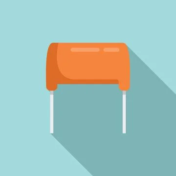 Circuit capacitor icon flat vector. Electric resistor Illustrazione stock