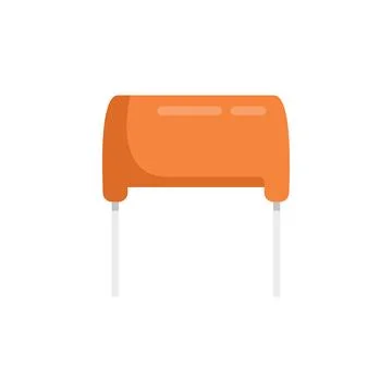 Circuit capacitor icon flat vector. Electric resistor Stock Illustration