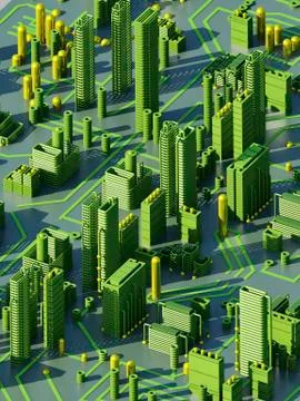 Circuit city, computer artwork Stock Illustration
