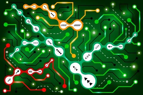 Circuit communication technology background. Illustrazione stock