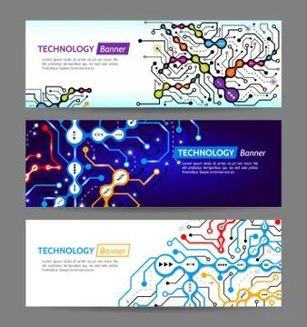 Circuit communication technology web banner. Stock-Illustration