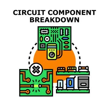 Circuit component breakdown diagnosis and repair concept Stock Illustration