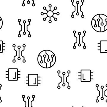 Circuit Computer Chip Vector Seamless Pattern Stock Illustration