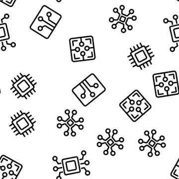 Circuit Computer Chip Vector Seamless Pattern Stock Illustration