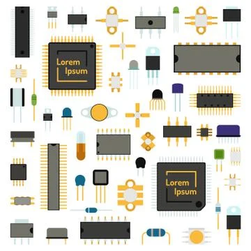 Circuit computer chips icons technology vector illustration set Stockillustratie