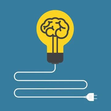Circuit. Concept of brain light bulb. Flat design. Illustrazione stock