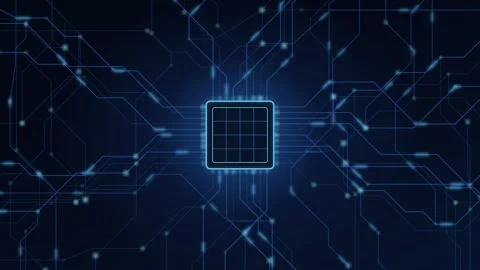 Circuit Core Pulse Animation Digital Technology Background Neon Lines and Stock Footage 344786922