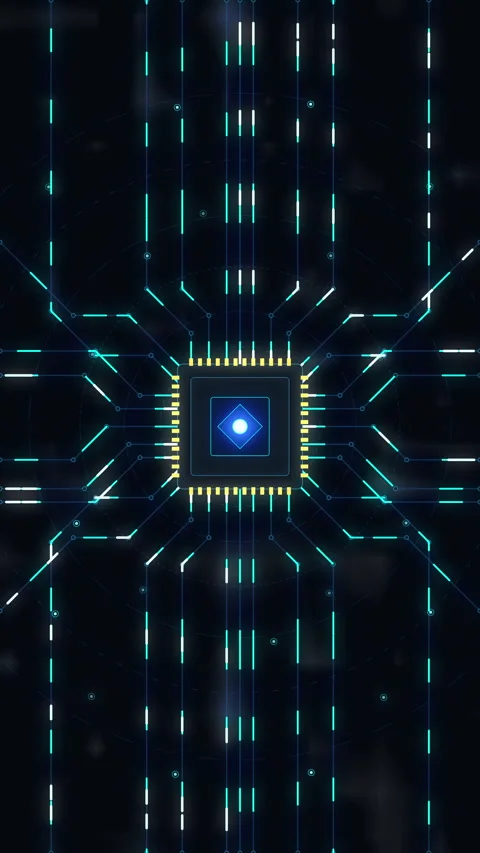 Circuit cpu chip digital technology animation loop motion graphic neon 스톡 동영상 346645949