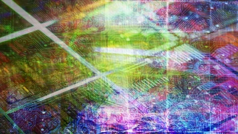 Circuit CPU Chips on Abstract Electric Fractal Stock Footage 112638239