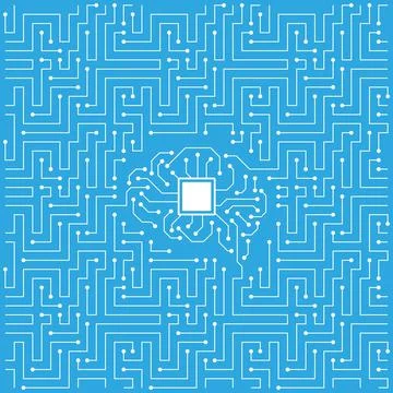 Circuit in the Cyborg brain, Artificial intelligence concept. vector illustra Illustrazione stock