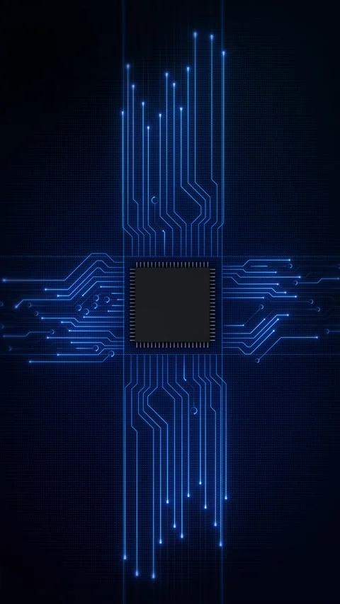 Circuit diagram of artificial intelligence big data chip Lines hologram informat 스톡 동영상 341894180