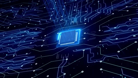 Circuit diagram of computer CPU chip Stock Footage 206020825