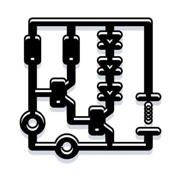 Circuit diagram system outlining electronic technology connections Stock Illustration