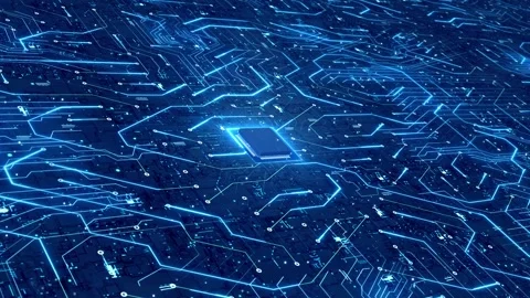 Circuit diagram of technology chip Stock Footage 198983371