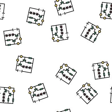 Circuit diagram vector seamless pattern Illustrazione stock