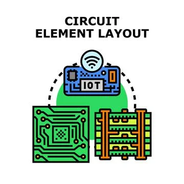 Circuit element elements forming a complex layout 스톡 일러스트