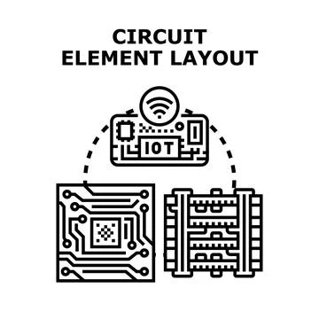 Circuit element elements forming a complex layout イラスト素材