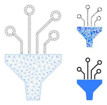 Circuit Filter Vector Mesh 2D Model and Triangle Mosaic Icon Stock Illustration