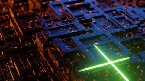 Circuit glitch close up 3d animation Stock Footage 163464206