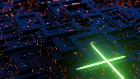 Circuit glitch close up 3d animation dark Stock Footage 163464580