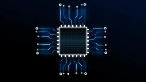 Circuit lines animation from computer chip. Circuit lines digital data flow.. Stock Footage 337129733