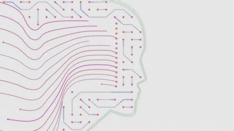 Circuit lines HUD UI. Robotics concept. Human head. Sci Fi futuristic animation Stock Footage 247615342