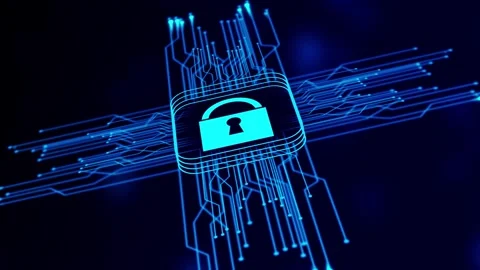 Circuit Lines with lock icon animation futuristic technology concept. artif.. Stock Footage 293484222