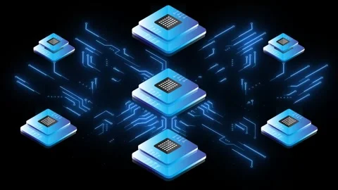 Circuit lines neon light effect futuristic technology green screen background Stock Footage 303941298