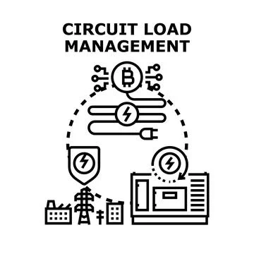Circuit load management optimizing power distribution and energy flow Stock Illustration
