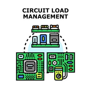 Circuit load management system technology engineering Illustrazione stock