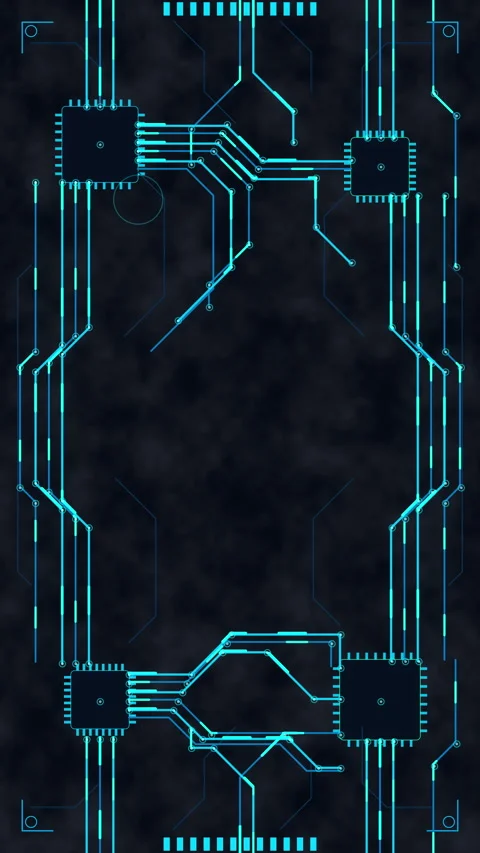 Circuit loop technology animation hud blue data stream dark futuristic Stock Footage 346634927