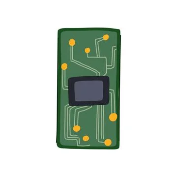 Circuit microchip cartoon vector illustration Ilustración de archivo