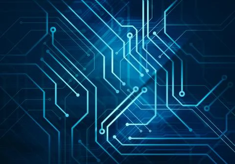 Circuit microchip on dark blue background Illustrazione stock