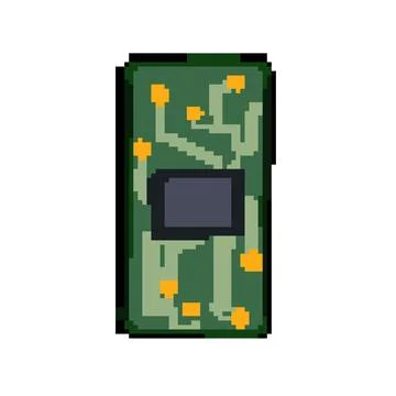 Circuit microchip pixel art vector illustration Ilustración de archivo