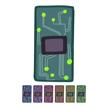 Circuit microchip vector cartoon graphic イラスト素材