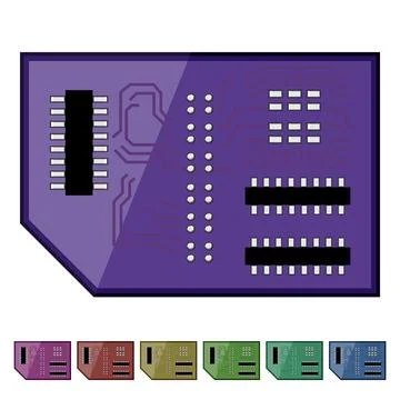 Circuit microcontroller cartoon vector graphic 库存插图