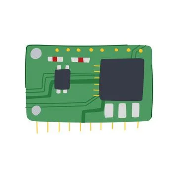 Circuit microcontroller cartoon vector illustration Stock Illustration
