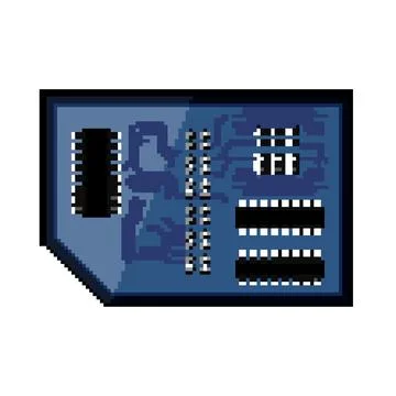 Circuit microcontroller pixel art vector illustration Stock Illustration