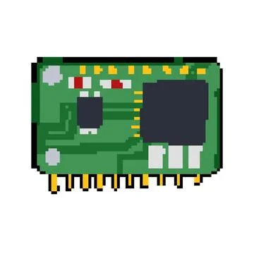Circuit microcontroller pixel art vector illustration Illustrazione stock