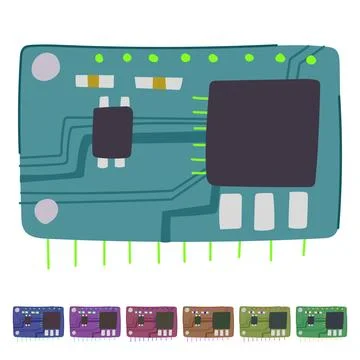 Circuit microcontroller vector cartoon graphic Illustrazione stock